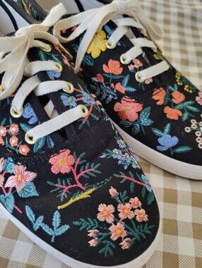 Keds x Rifle Paper Co. Embroidered Wildflower Floral Sneakers Sz 7.5